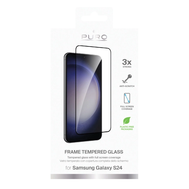 Puro Frame Tempered Glass for Samsung Galaxy S24, black / S25