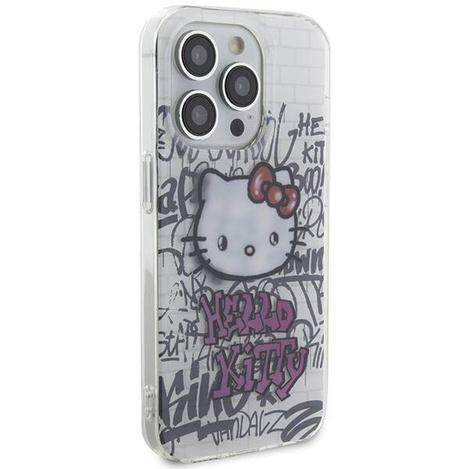 Hello Kitty IML Kitty On Bricks Graffiti Hülle für iPhone 15 Pro – weiß