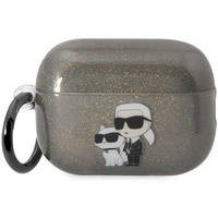 Karl Lagerfeld KLAP2HNKCTGK Airpods Pro 2 Hülle schwarz/schwarz Gliter Karl&Choupette
