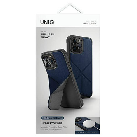 Etui UNIQ Transforma Magclick Charging do iPhone 15 Pro Max - niebieskie