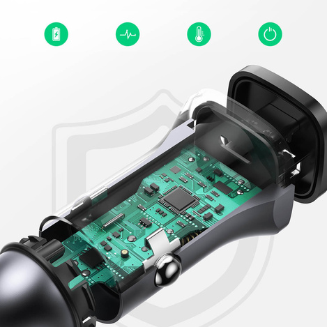 Ugreen fast car charger USB-A / USB-C 30W PD PPS gray (CD130)