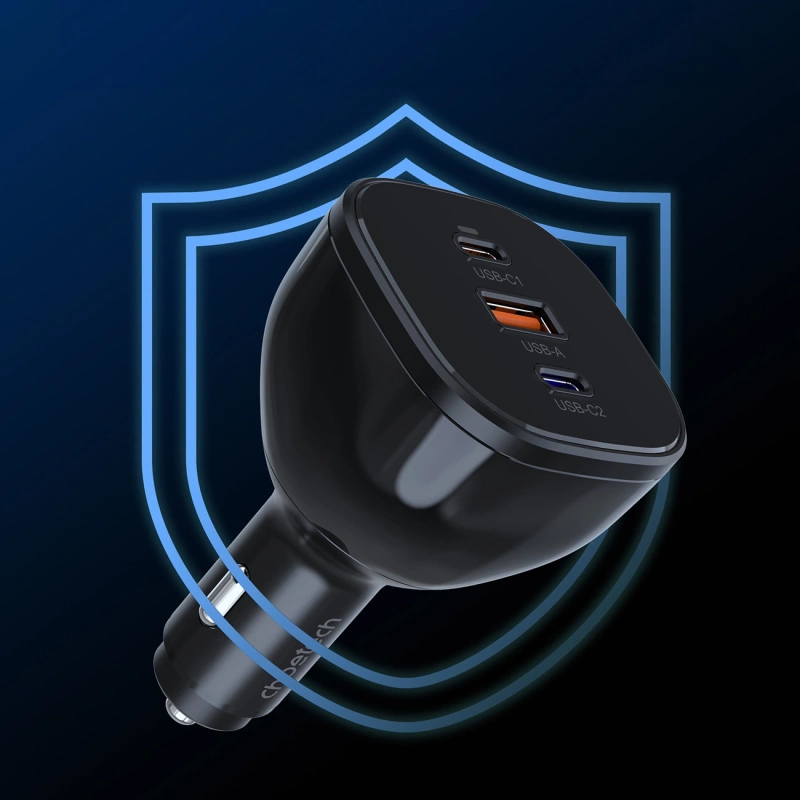 Choetech TC0024 Autoladegerät 160W 2x USB-C PD 3.1 1x USB-A - Schwarz