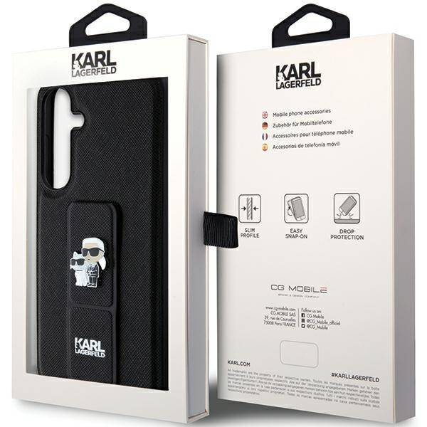 Oryginalne Etui KARL LAGERFELD hardcase Gripstand Saffiano Karl&Choupette Pins KLHCS24MGSAKCPK do Samsung Galaxy S24 Plus czarny