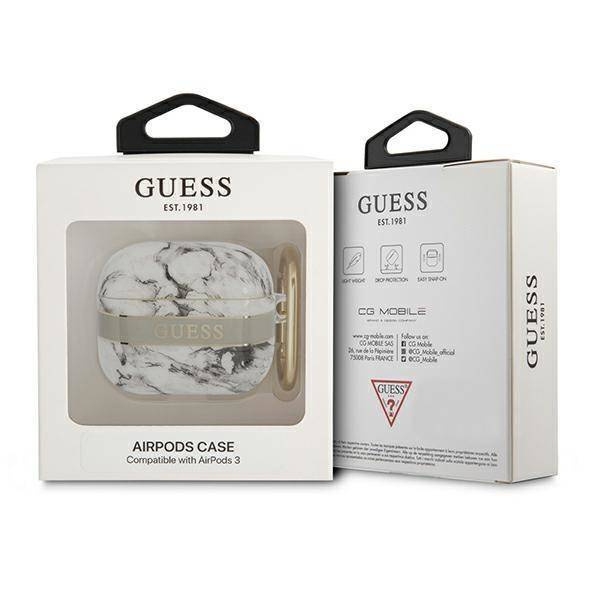 Etui APPLE AIRPODS 3 Guess AirPods Marble Strap Collection (GUA3HCHMAG) szare