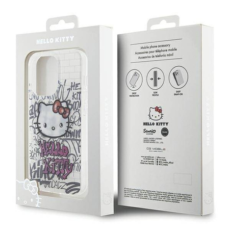 Hello Kitty IML Kitty On Bricks Graffiti Hülle für iPhone 15 Pro Max – weiß