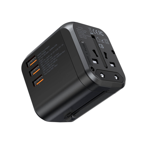Choetech Fast Universal GaN USB Travel Charger Type C / 3 x USB-A 30W Power Delivery Black (PD5008-BK)