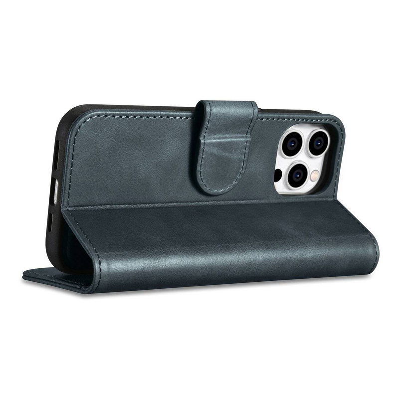 iCarer Oil Wax Wallet Case 2in1 Case iPhone 14 Pro Max Leder Flip Cover Anti-RFID Blau (WMI14220724-BU)