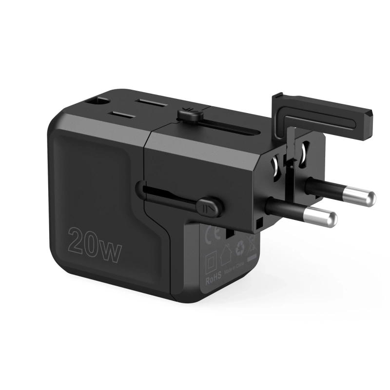 Choetech PD6038 USB-C USB-A PD 20W Reiseladegerät USA EU UK AU – Schwarz