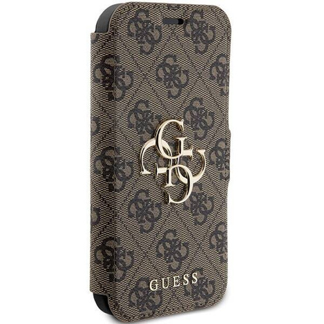 Oryginalne Etui APPLE IPHONE 15 PRO MAX Guess Book 4G Metal Gold Logo (GUBKP15X4GMGBR) brązowe