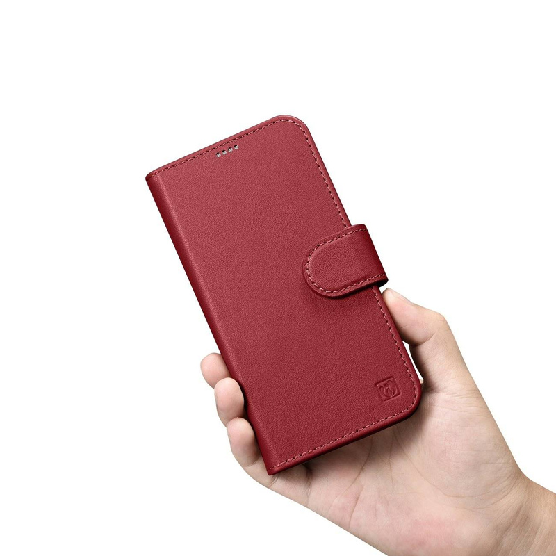 iCarer Wallet Case 2in1 iPhone 14 Pro Max Leder Flip Cover Anti-RFID rot (WMI14220728-RD)