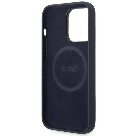 Original Case IPHONE 14 PRO MAX BMW Silicone Metal Logo MagSafe (BMHMP14XSILNA) navy blue