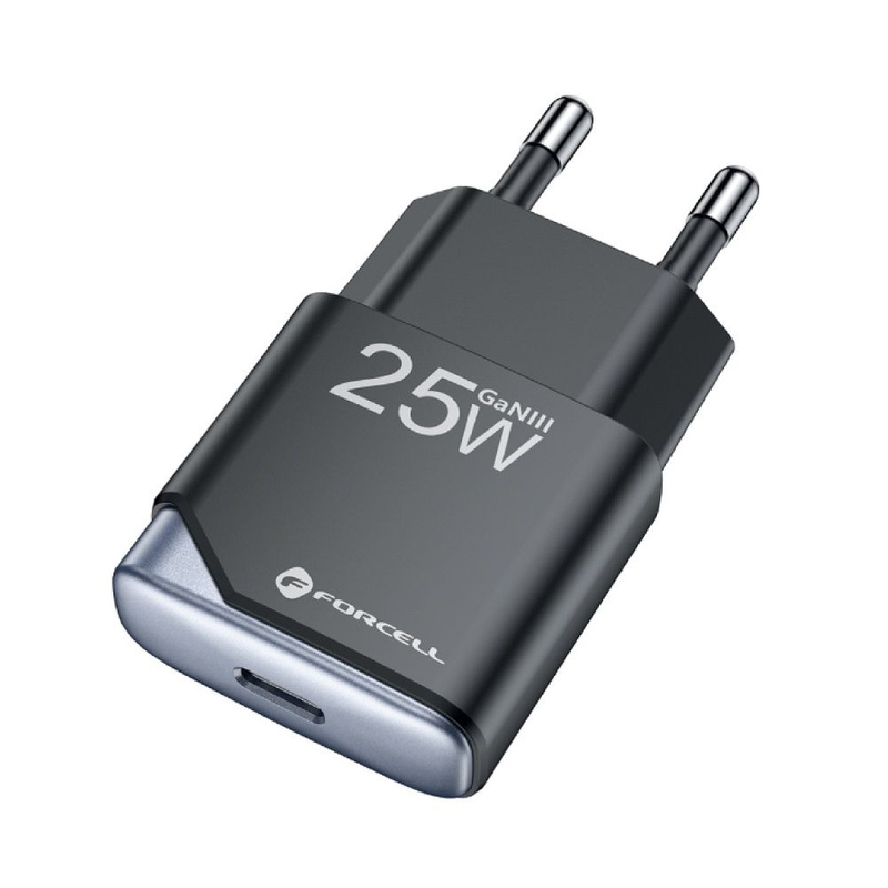 Ładowarka sieciowa do telefonu Forcell F-Energy Ultra Slim GaN III USB C PD QC4.0 3A 25W B125101-E czarna