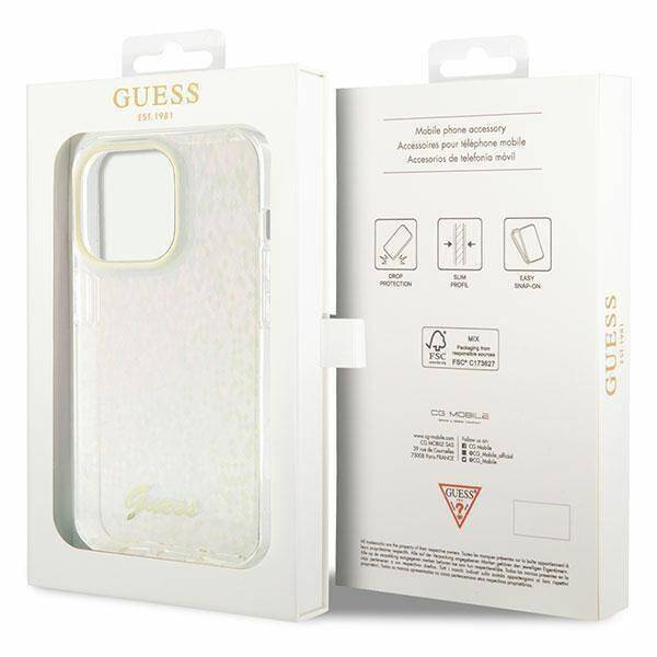 Etui Guess IML Faceted Mirror Disco Iridescent do iPhone 15 Pro Max - różowe