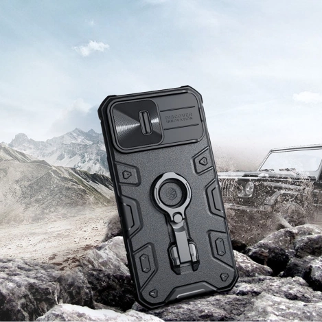 Nillkin CamShield Armor Pro Case iPhone 14 Pro case armored cover stand ring black