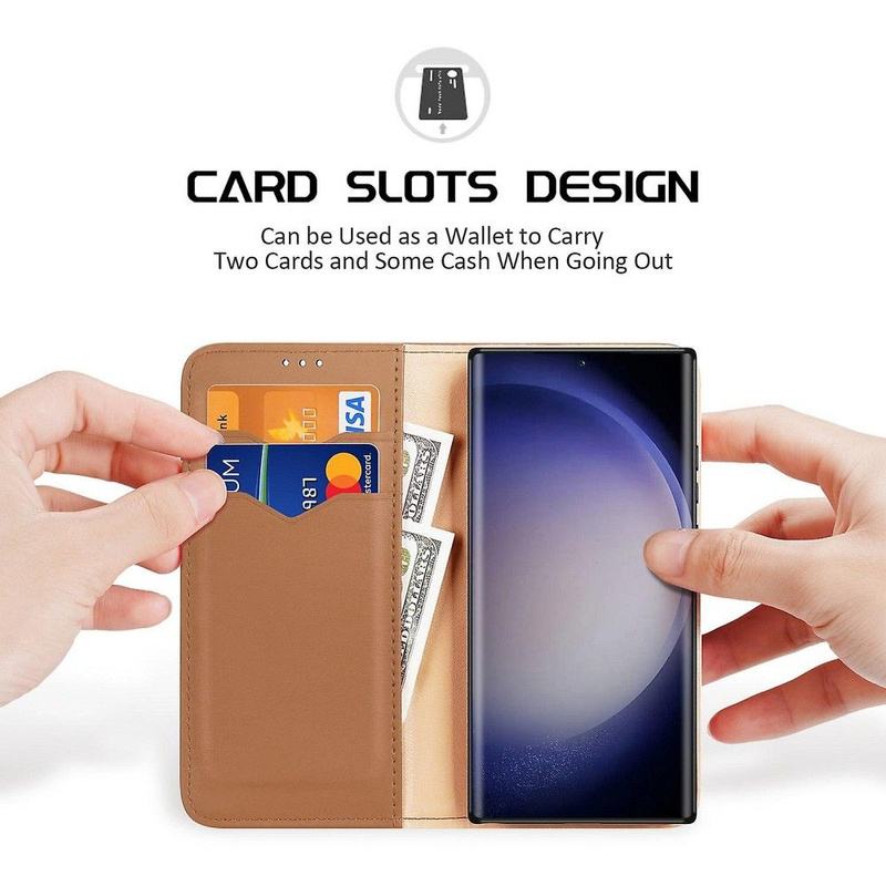 DUX DUCIS Hivo - skórzane etui portfelik do Samsung Galaxy S24 Plus brązowe
