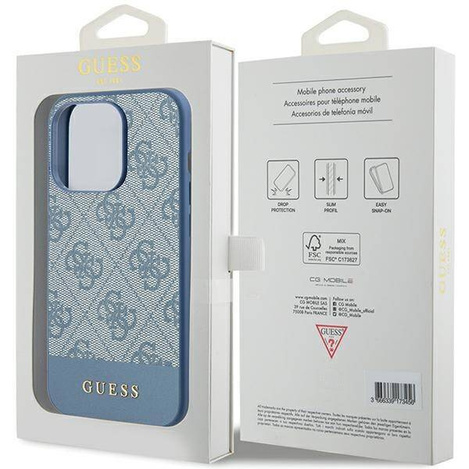 Original Handyhülle APPLE IPHONE 15 PRO Guess Hardcase 4G Stripe Collection (GUHCP15LG4GLBL) blau