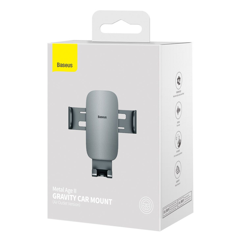 Baseus Metal Age II Gravitational Car Holder on ventilation grid (gray)