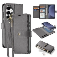 Dux Ducis Lawa Lederhülle für Samsung Galaxy S25+ mit abnehmbarer magnetischer Brieftasche – Grau