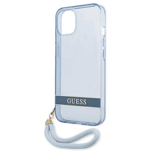 Case IPHONE 13 MINI Guess Hardcase Translucent Stap (GUHCP13SHTSGSB) blue