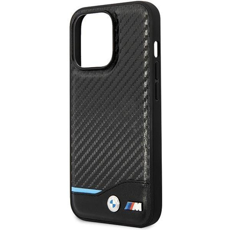 Hülle BMW BMHCP13L22NBCK iPhone 13 Pro / 13 6,1&quot; schwarz/schwarz Hardcase Leder Carbon
