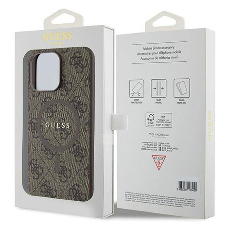 Oryginalne Etui GUESS Hardcase GUHMP15LG4GFRW do iPhone 15 Pro (Kompatybilny z Magsafe / 4G Ring classic logo / brązowy)