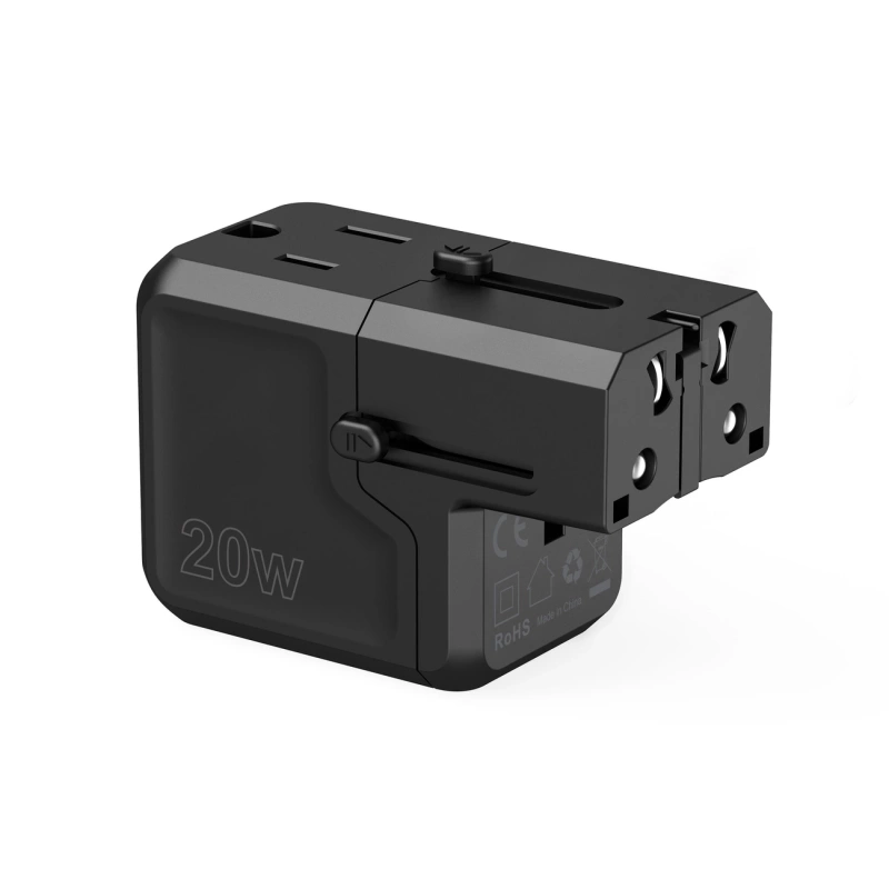 Choetech PD6038 USB-C USB-A PD 20W Reiseladegerät USA EU UK AU – Schwarz