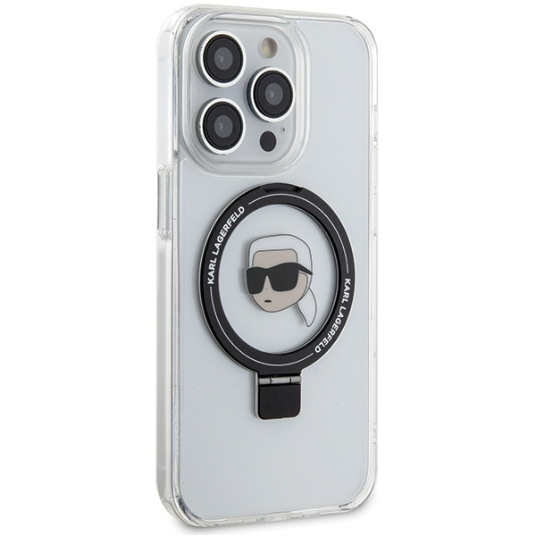 Karl Lagerfeld KLHMP15LHMRSKHH iPhone 15 Pro 6,1&quot; weiß/weiß Hardcase Ring Stand Karl Head MagSafe