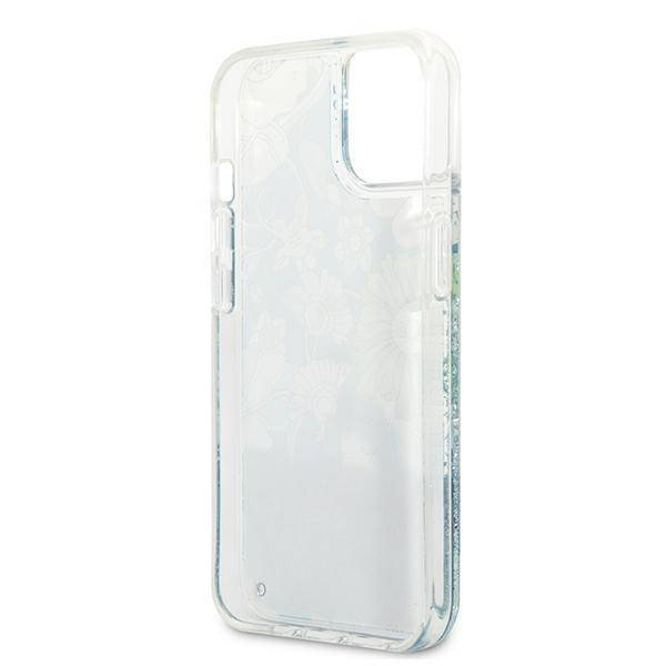 Guess GUHCP13MLFLSN iPhone 13 6,1" zielony/green hardcase Flower Liquid Glitter