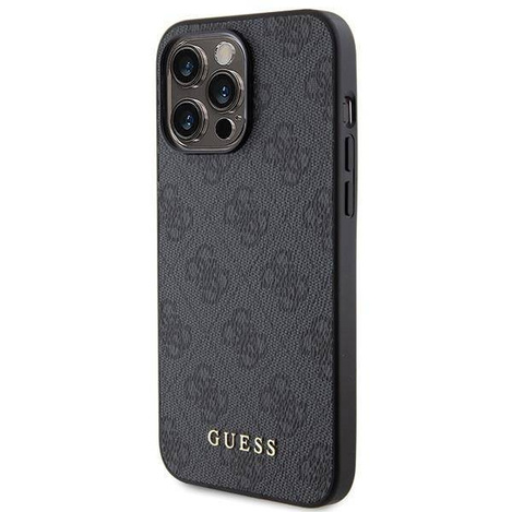 Etui Guess 4G Metal Gold Logo na iPhone 15 Pro - szare