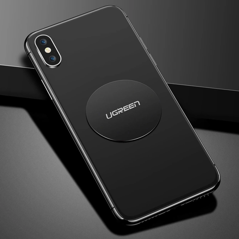 Płytki metalowe Ugreen LP123 60410 okrągłe / prostokątne do uchwytów magnetycznych na telefon - czarne (2 szt.)