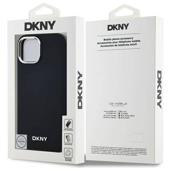 Original Handyhülle IPHONE 15 PLUS DKNY Hardcase Plain Logo MagSafe (DKHMP15MPSCMCLK) schwarz
