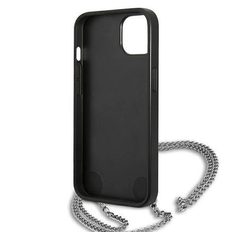 Oryginalne Etui IPHONE 13 Karl Lagerfeld Hardcase Leather Textured And Chain (KLHCP13MPMK) czarne