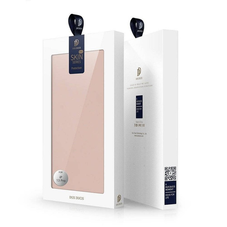 Etui IPHONE 13 PRO z klapką Dux Ducis skórzane Skin Leather jasny róż