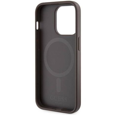 Guess 4G Printed Stripes MagSafe-Hülle für iPhone 15 Pro – braun
