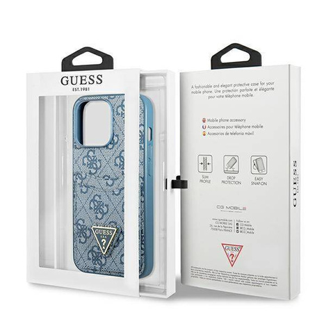 Case IPHONE 13 PRO Guess Hardcase 4G Triangle Logo Cardslot (GUHCP13LP4TPB) blue