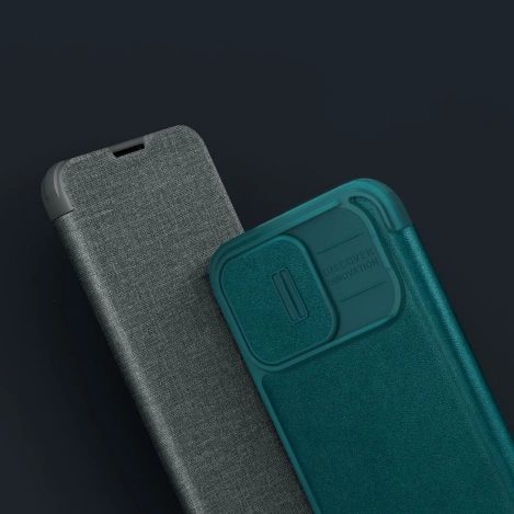 Nillkin Qin Cloth Pro Case Case for iPhone 14 Pro Max Camera Cover Holster Cover Flip Case Blue