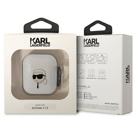 Oryginalne Etui APPLE AIRPODS Karl Lagerfeld Karl`s Head (KLA2HNIKTCT) transparentne
