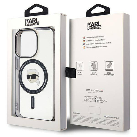 Karl Lagerfeld KLHMP15XHKHNOTK iPhone 15 Pro Max 6,7&quot; transparentes Hardcase IML Karl`s Head MagSafe