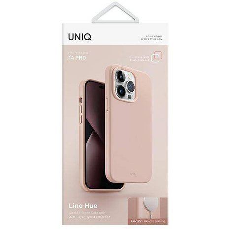UNIQ etui Lino Hue iPhone 14 Pro 6,1" Magclick Charging rózowy/blush pink