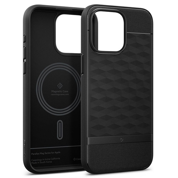 Schutzhülle APPLE IPHONE 15 PRO Caselogy Parallax Mag MagSafe Matte schwarz