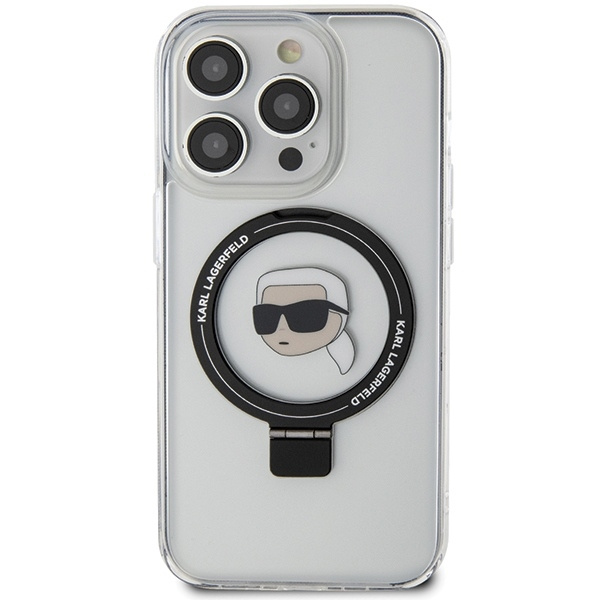 Karl Lagerfeld KLHMP15LHMRSKHH iPhone 15 Pro 6,1&quot; weiß/weiß Hardcase Ring Stand Karl Head MagSafe