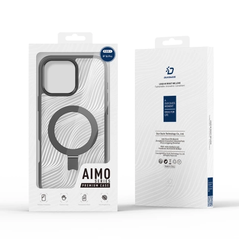 Dux Ducis Aimo Mag Hülle mit MagSafe und Ständer für iPhone 16 Pro – Schwarz