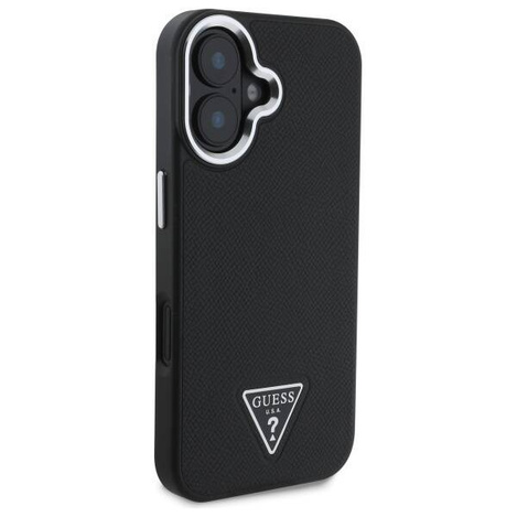 Original Case IPHONE 16 PLUS Guess Hardcase Grained Triangle MagSafe (GUHMP16MPGTSPSK) black