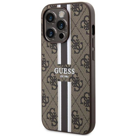 Guess GUHMP14LP4RPSW iPhone 14 Pro 6,1" braun/braunes Hardcase 4G bedruckte Streifen MagSafe