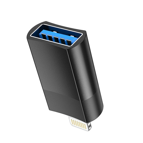 HOCO adapter OTG ze złącza USB A (żeński) do Lightning 8-pin UA17 czarny