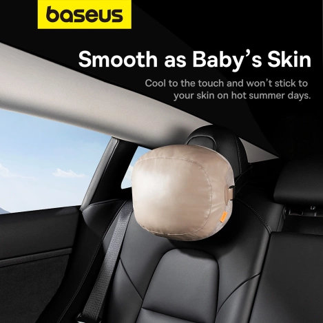 Baseus ComfortRide Series car headrest cushion with 2 materials - beige