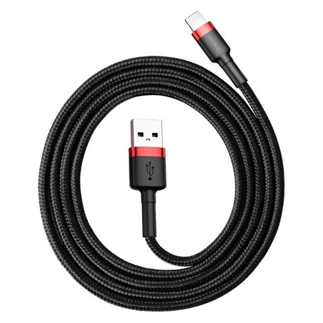 Kabel USB iPhone Lightning 2A 3m Baseus Cafule Cable (CALKLF-R91) czarno-czerwony