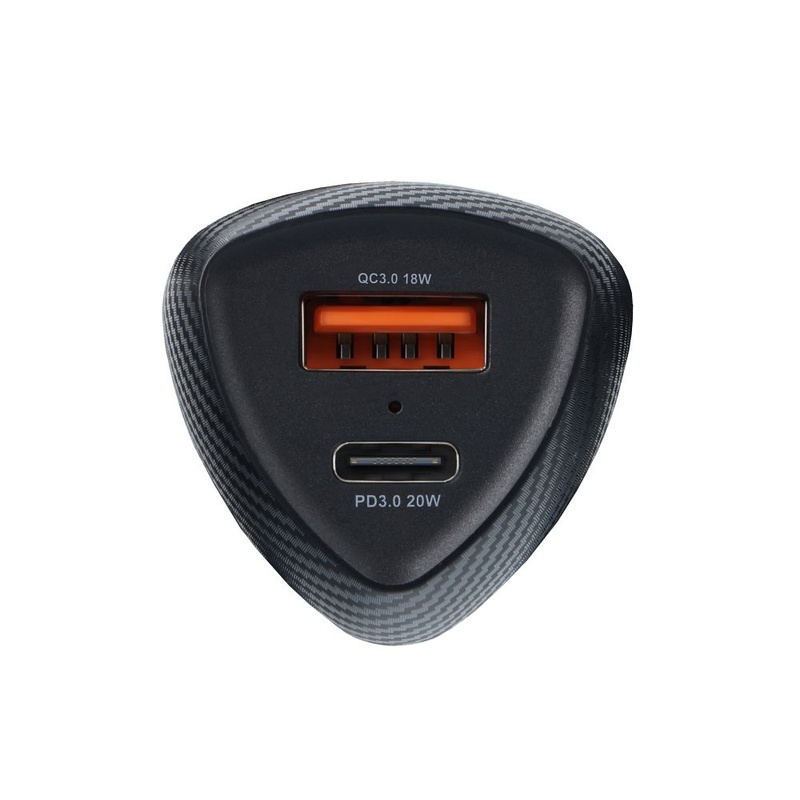 FORCELL CARBON ładowarka samochodowa Typ C 3.0 PD20W + USB QC3.0 18W 5A CC50-1A1C czarna (Total 38W)