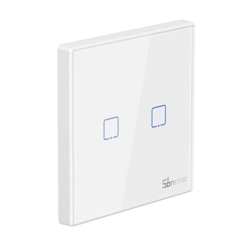 Sonoff T2EU2C-RF dwukanałowy dotykowy włącznik światła przełącznik przycisk Wi-Fi na pilot 433 MHz  biały (M0802030010)
