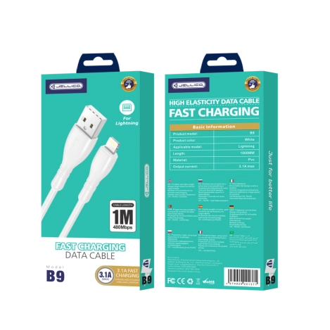 JELLICO Kabel B9 Lightning 3.1A 1M weiss